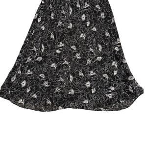 Lane Bryant Maxi Skirt 14/16 Black White Floral 33” Long Elastic Waist